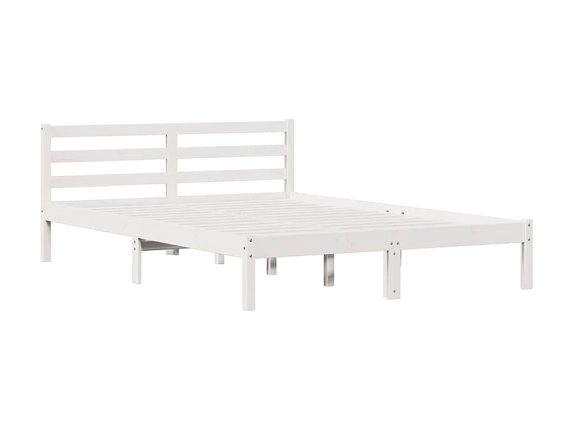 Lit double | Lit adulte | Cadre de lit Blanc 210x160 cm Bois massif en pin