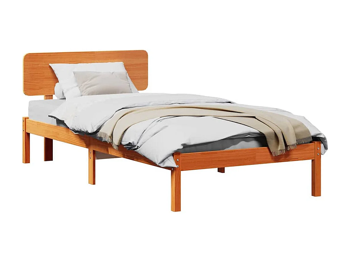 Lit simple | Lit adulte, enfant | Cadre de lit Brun cire 100x200 cm Bois massif en pin