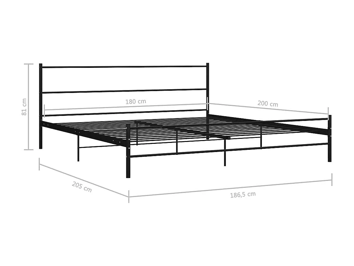 Lit double | Lit adulte | Cadre de lit noir métal 180x200 cm
