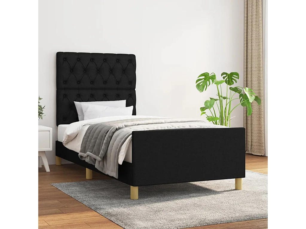Lit simple | Lit adulte, enfant | Cadre de lit noir 80x200 cm tissu