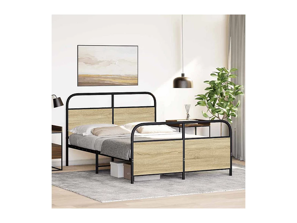 Letto per adulti | Letto singolo | Giroletto senza Materasso Rovere Sonoma 120x200cm in Truciolato