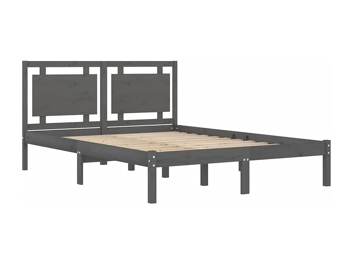 Lit double | Lit adulte | Cadre de lit gris 200x200 cm bois massif