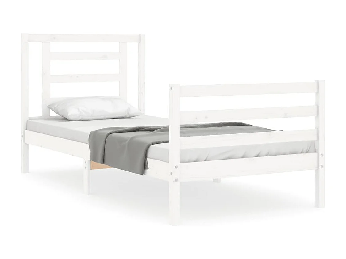 Lit simple | Lit adulte, enfant | Cadre de lit blanc 90x200 cm bois massif