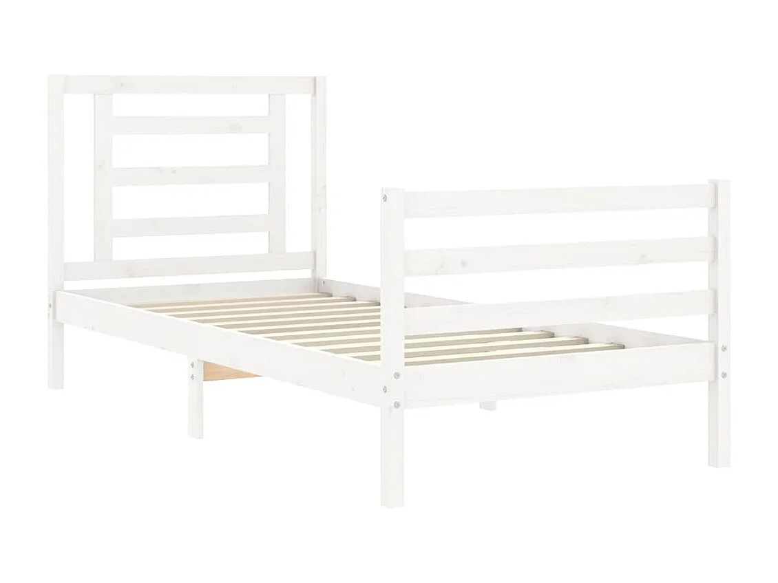 Lit simple | Lit adulte, enfant | Cadre de lit blanc 90x200 cm bois massif
