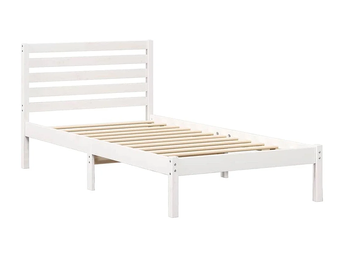 Lit simple | Lit adulte, enfant | Cadre de lit Blanc 100x200 cm Bois massif en pin