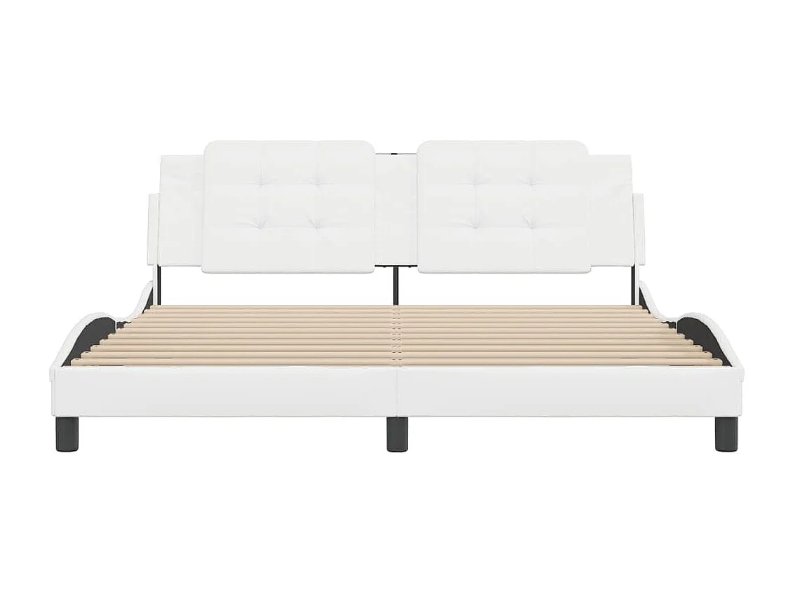 Bedframe | Tweepersoonsbed zonder matras "Zadar" kunstleer wit 180x200 cm