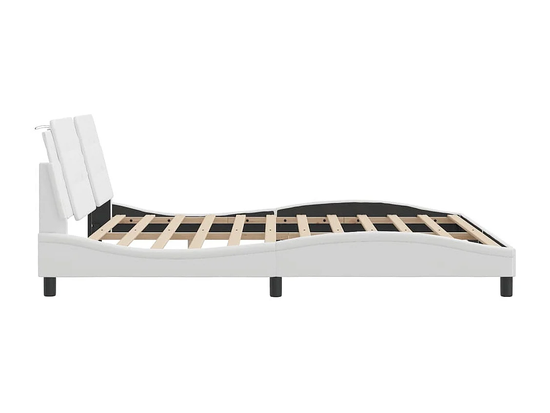 Bedframe | Tweepersoonsbed zonder matras "Zadar" kunstleer wit 180x200 cm