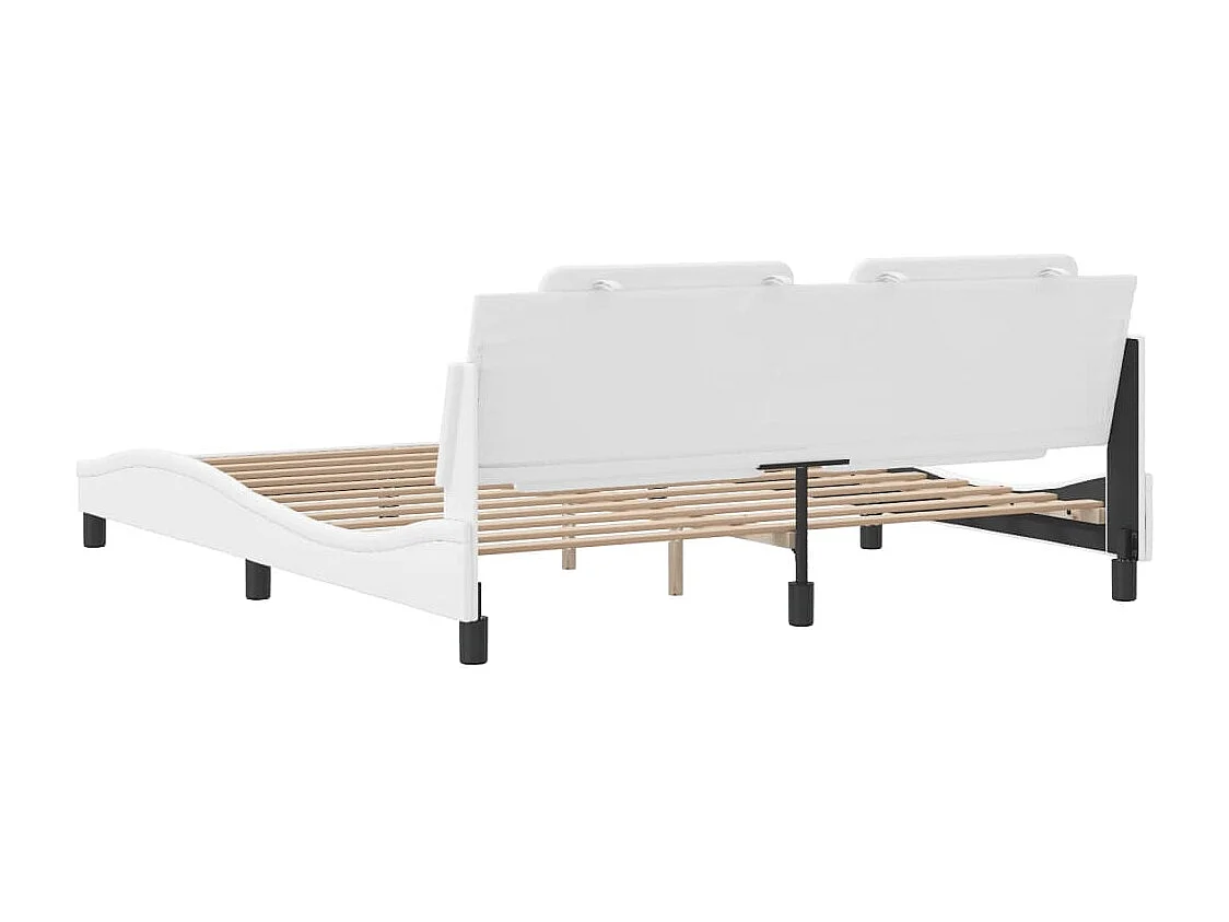 Bedframe | Tweepersoonsbed zonder matras "Zadar" kunstleer wit 180x200 cm