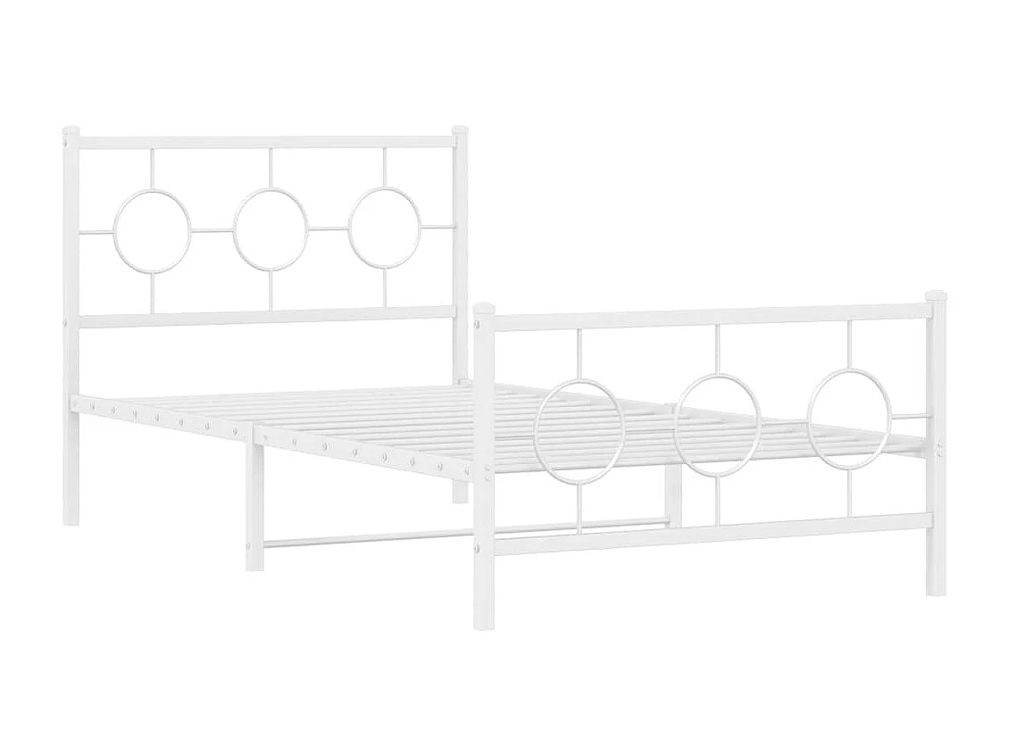 Lit simple | Lit adulte, enfant | Cadre de lit métal et pied de lit blanc 100x190 cm