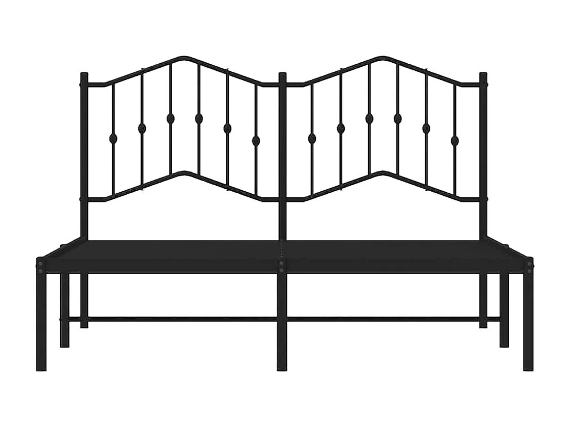 Lit double | Lit adulte | Cadre de lit métal avec tête de lit noir 135x190cm