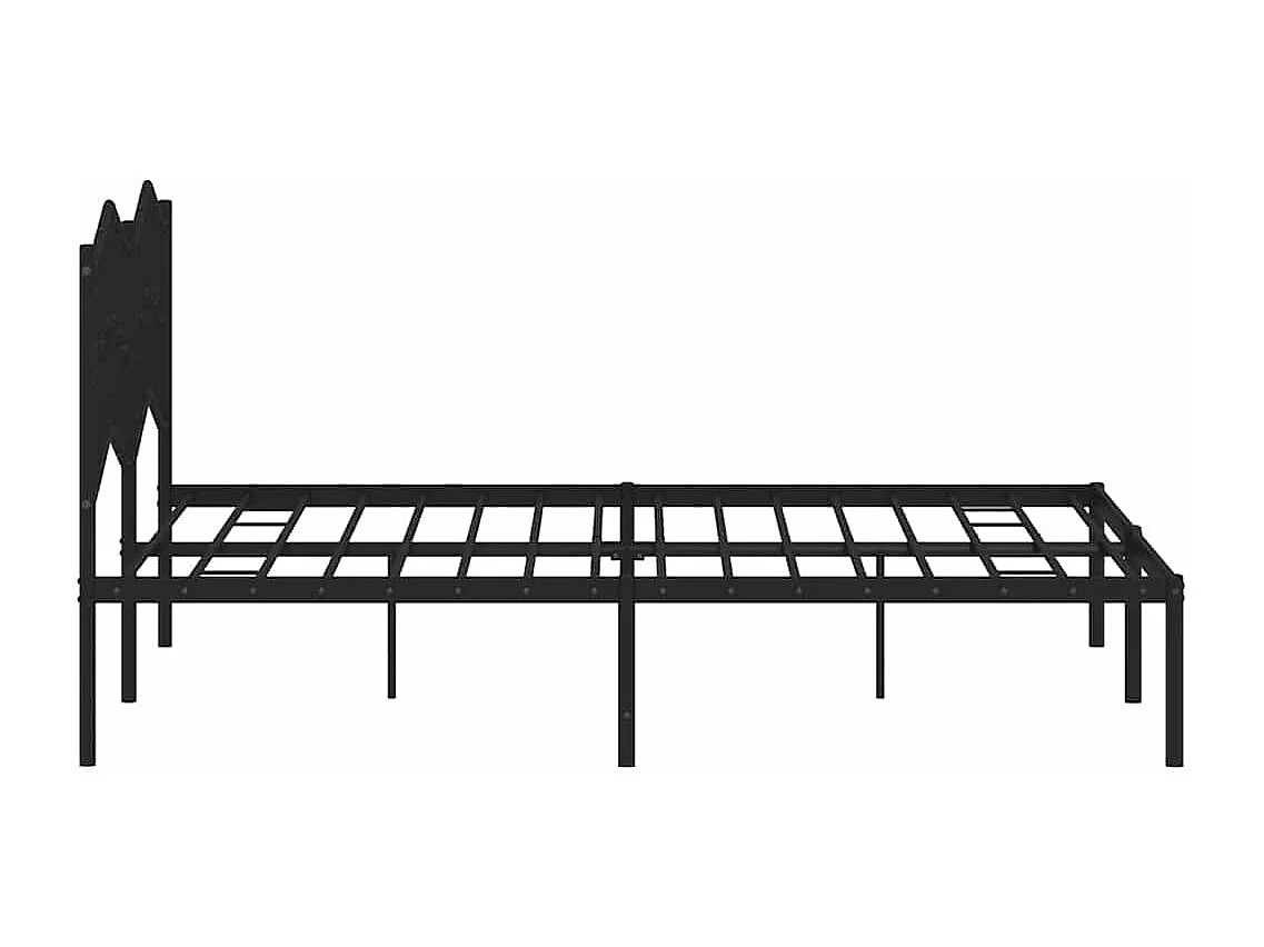 Lit double | Lit adulte | Cadre de lit métal avec tête de lit noir 135x190cm