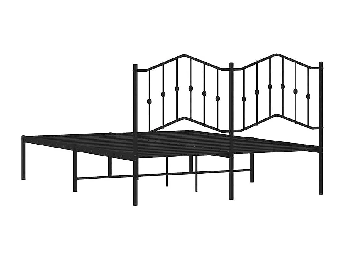 Lit double | Lit adulte | Cadre de lit métal avec tête de lit noir 135x190cm