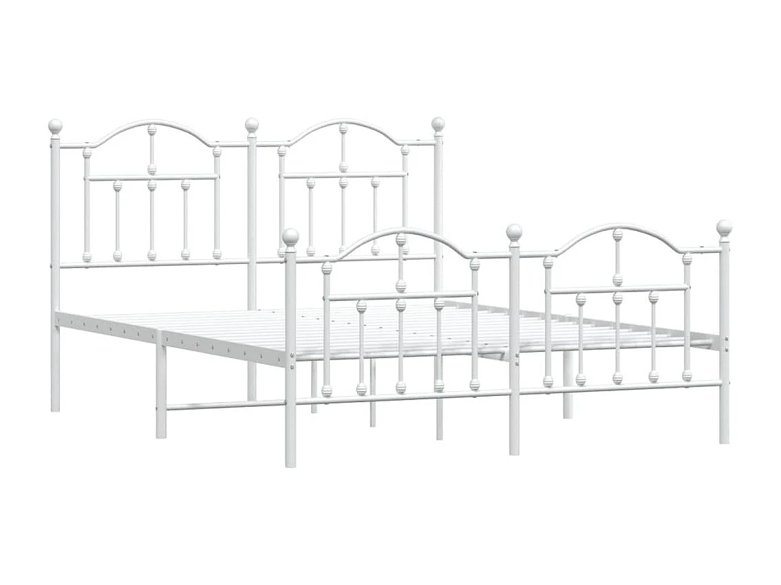 Lit double | Lit adulte | Cadre de lit métal et pied de lit blanc 140x190 cm