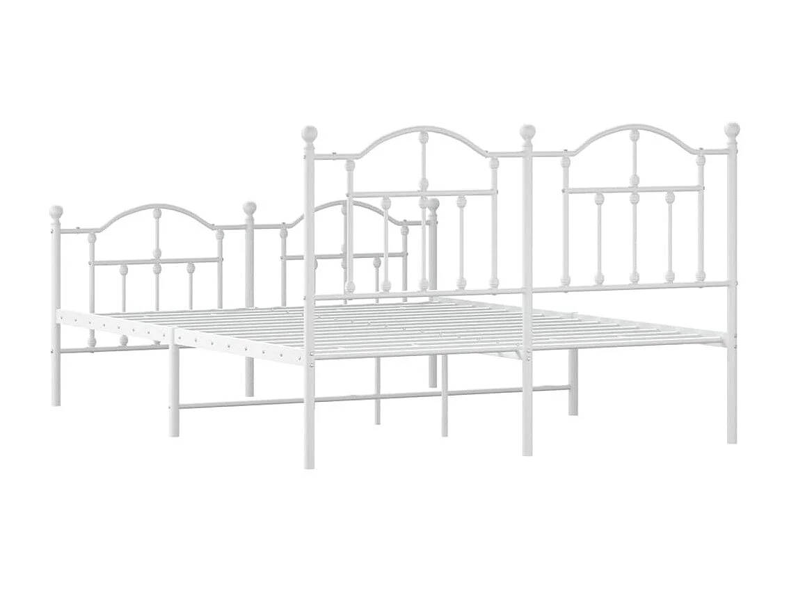 Lit double | Lit adulte | Cadre de lit métal et pied de lit blanc 140x190 cm