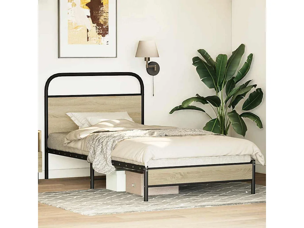 Lit simple | Lit adulte, enfant | Cadre de lit 107x203 cm chêne sonoma