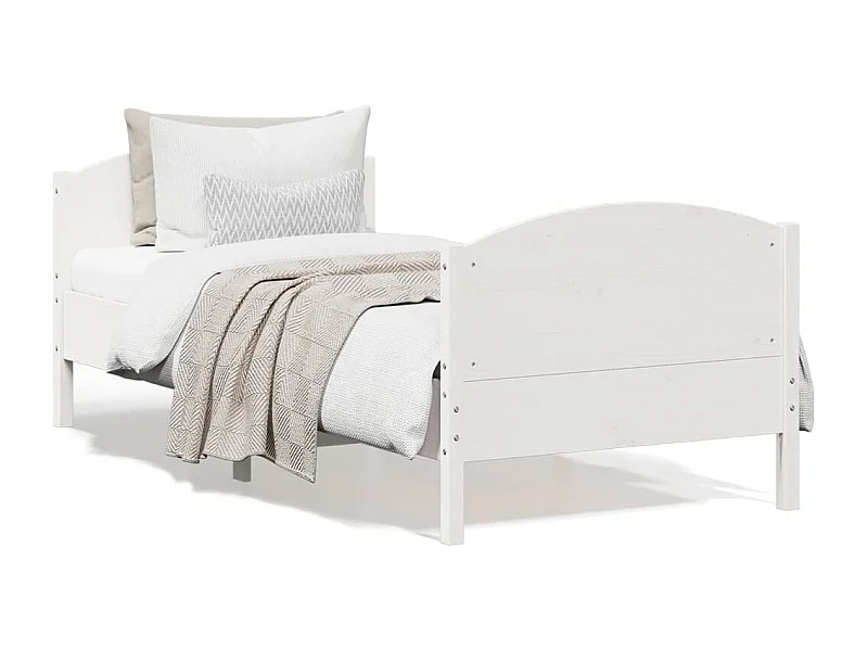 Lit simple | Lit adulte, enfant | Cadre de lit blanc 75x190 cm bois de pin massif