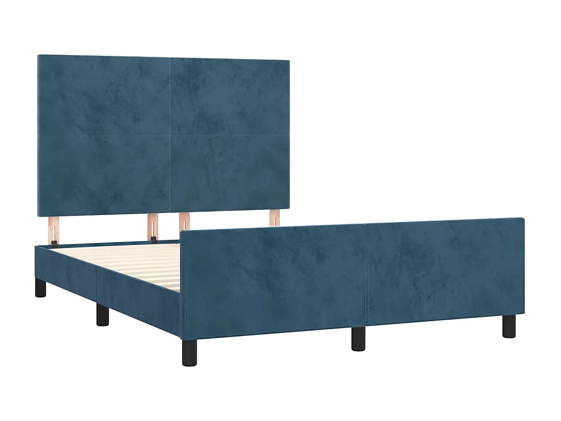 Lit double | Lit adulte | Cadre de lit bleu foncé 140x200 cm velours