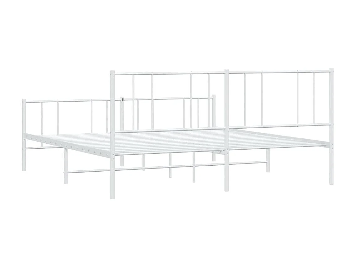Lit double | Lit adulte | Cadre de lit métal et pied de lit blanc 180x200 cm