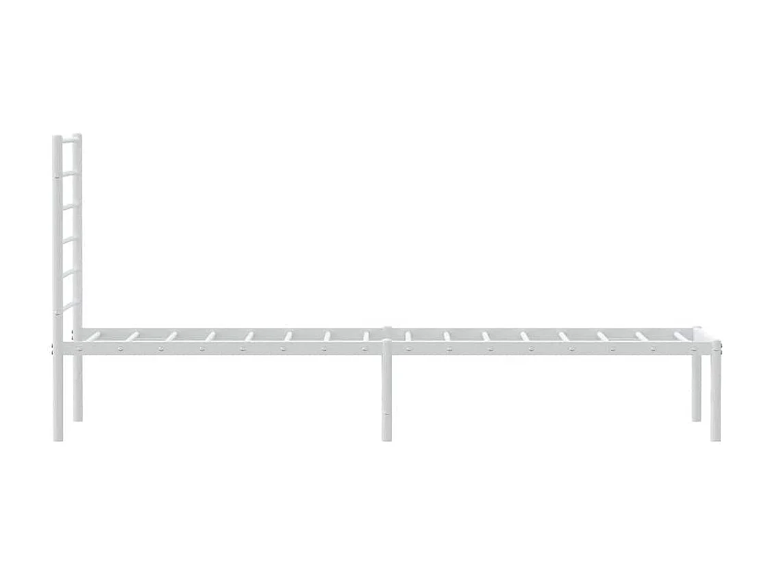 Lit simple | Lit adulte, enfant | Cadre de lit métal et tête de lit blanc 100x190 cm