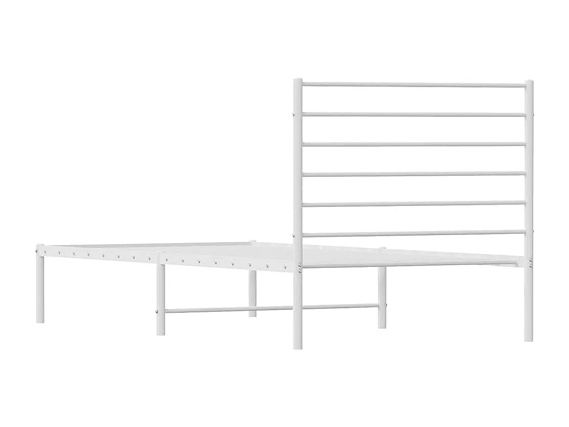 Lit simple | Lit adulte, enfant | Cadre de lit métal et tête de lit blanc 100x190 cm