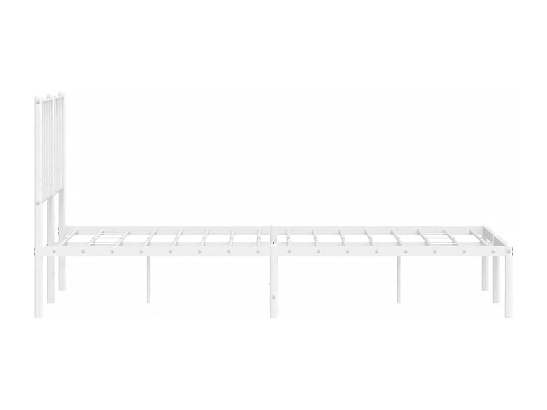Lit double | Lit adulte | Cadre de lit métal et tête de lit blanc 135x190 cm