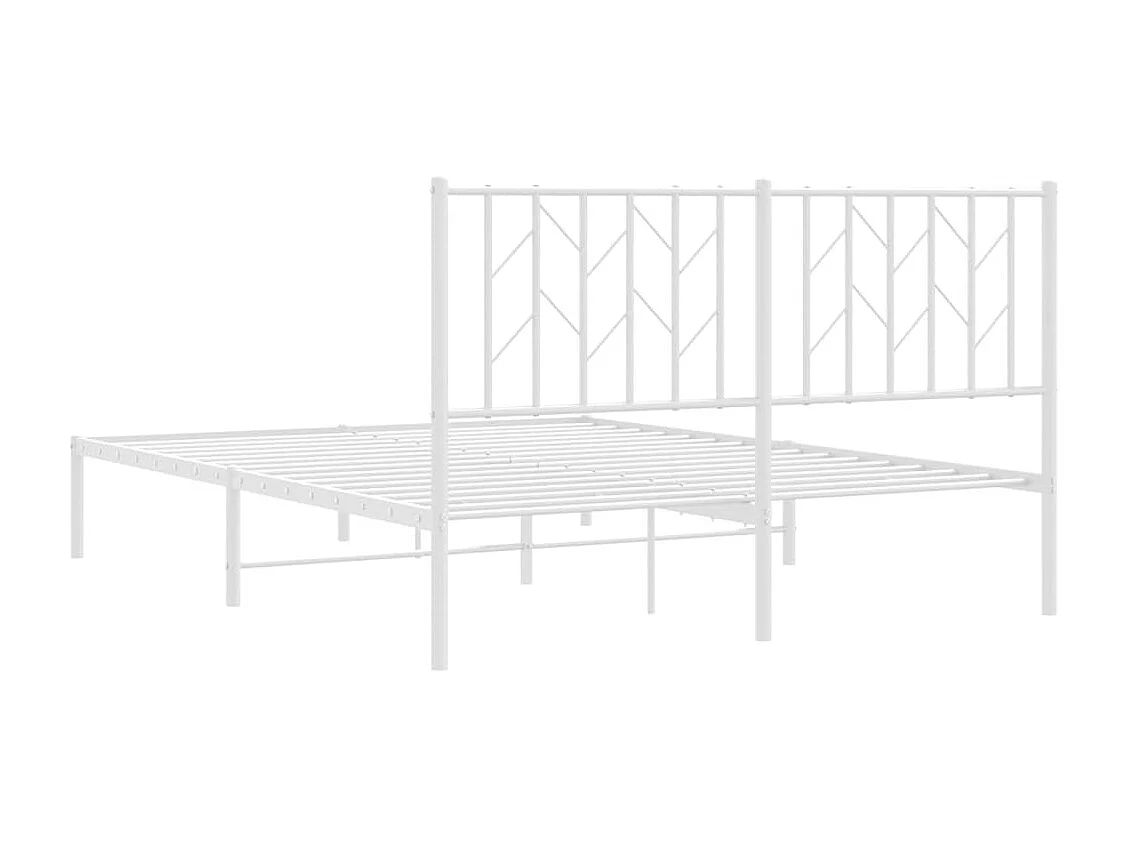 Lit double | Lit adulte | Cadre de lit métal et tête de lit blanc 135x190 cm