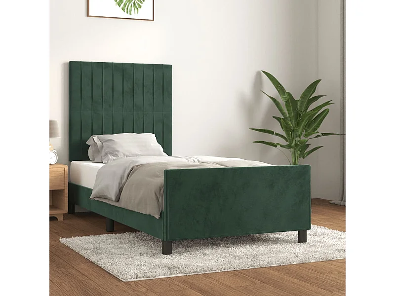 Lit simple | Lit adulte, enfant | Cadre de lit vert foncé 80x200 cm velours