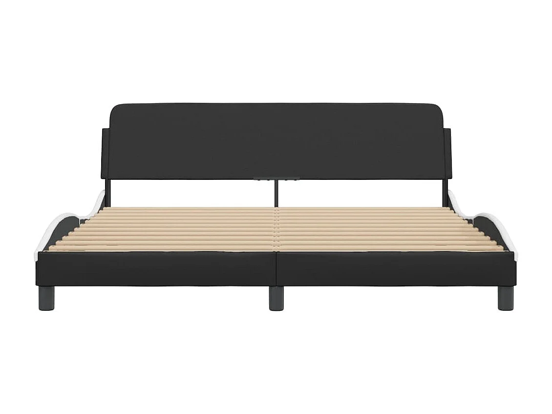 Lit double | Lit adulte | Cadre de lit noir et blanc 180x200 cm similicuir