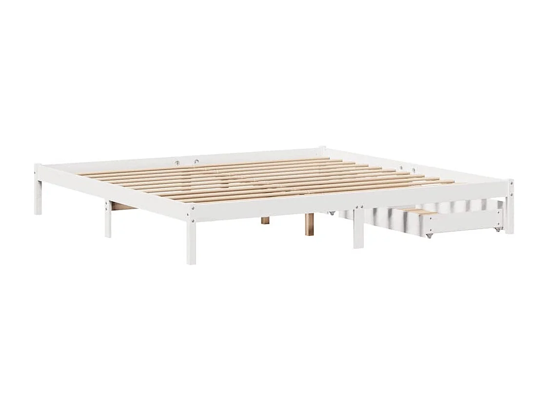 Letto per adulti | Letto matrimoniale | Giroletto senza Materasso Bianco 200x200 cm Legno Massello Pino