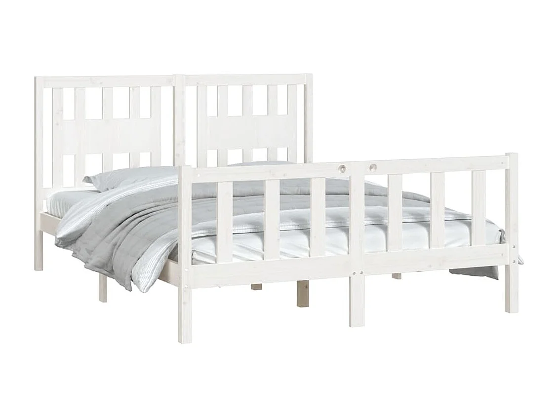 Lit double | Lit adulte | Cadre de lit blanc bois de pin massif 140x200 cm