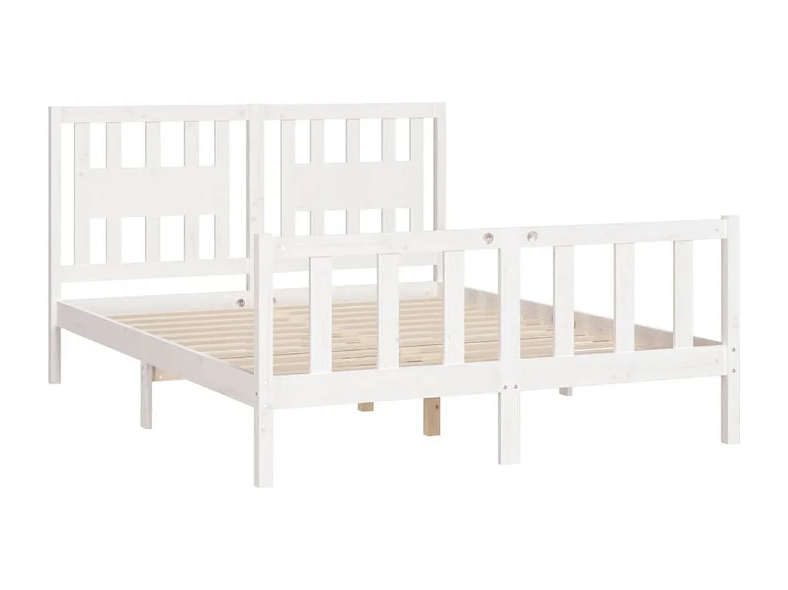 Lit double | Lit adulte | Cadre de lit blanc bois de pin massif 140x200 cm