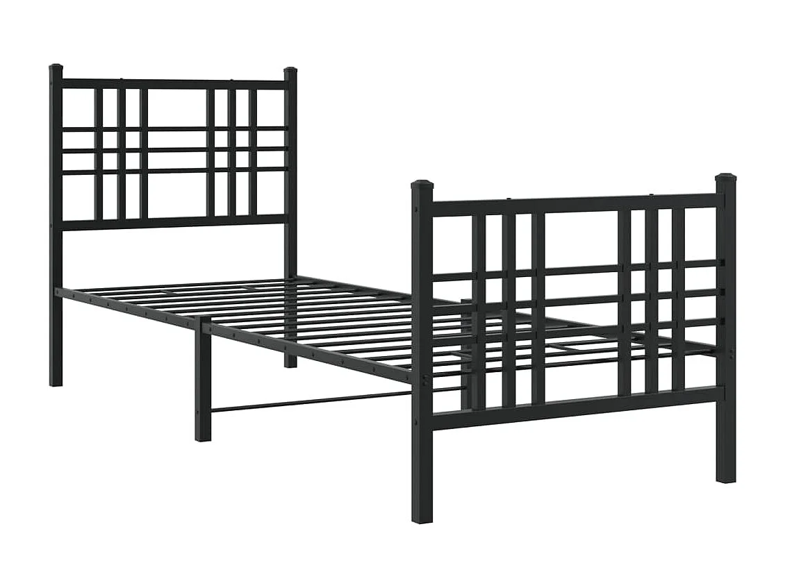 Lit simple | Lit adulte, enfant | Cadre de lit métal avec pied de lit noir 80x200 cm