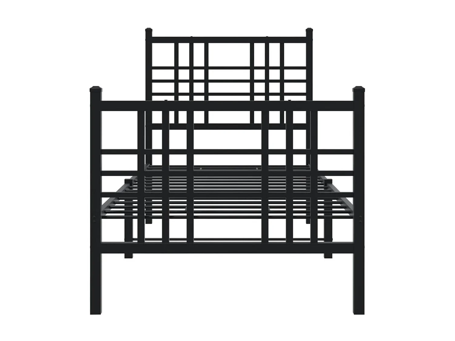 Lit simple | Lit adulte, enfant | Cadre de lit métal avec pied de lit noir 80x200 cm