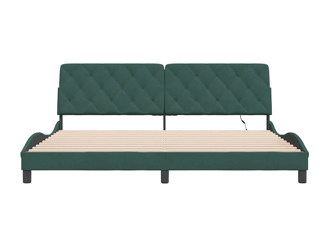 Letto per adulti | Letto matrimoniale | Giroletto con LED senza Materasso Verde Scuro 200x200 cm in Velluto