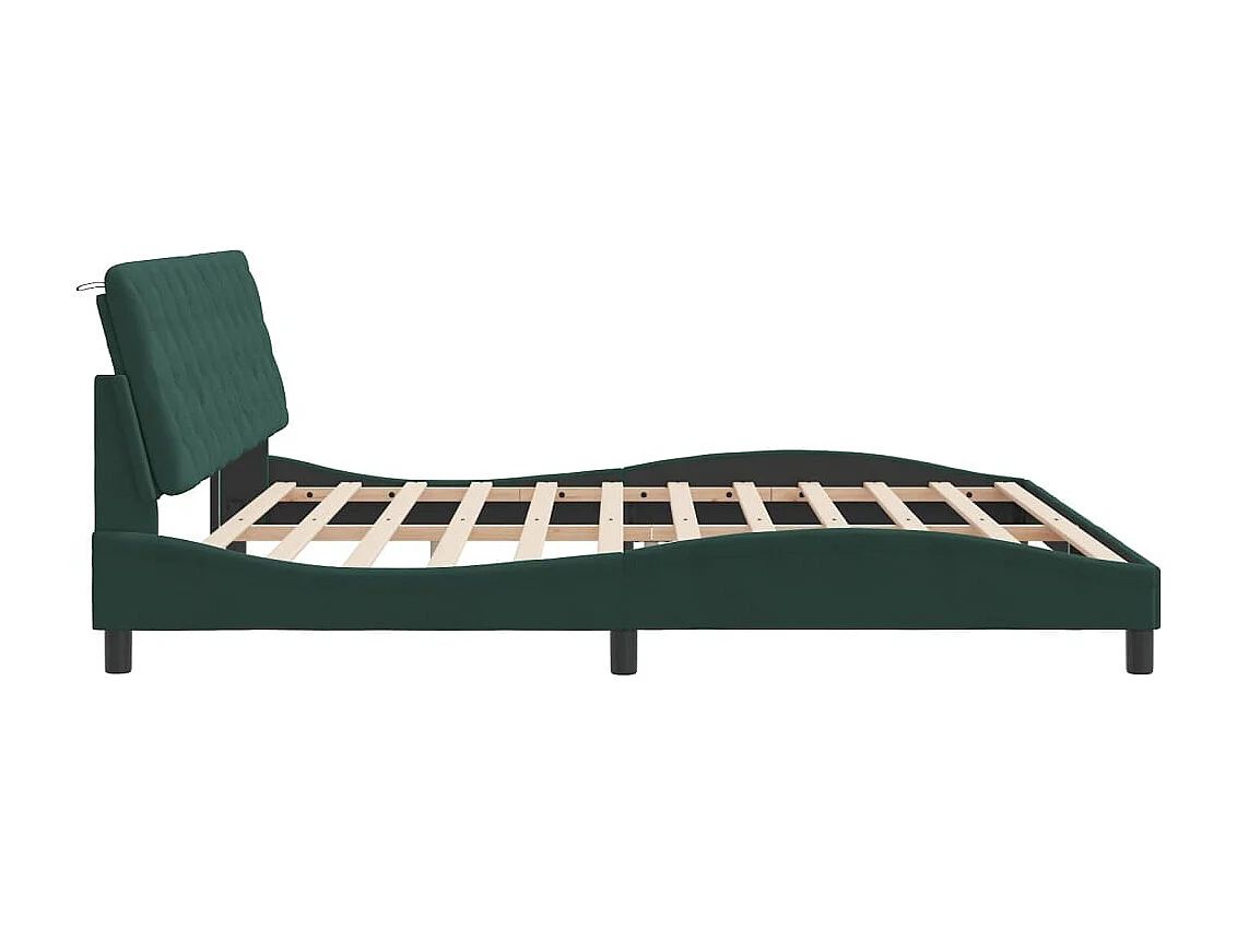 Letto per adulti | Letto matrimoniale | Giroletto con LED senza Materasso Verde Scuro 200x200 cm in Velluto