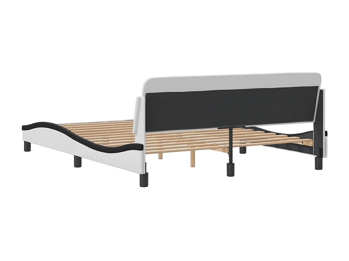 Lit double | Lit adulte | Cadre de lit blanc et noir 160x200 cm similicuir