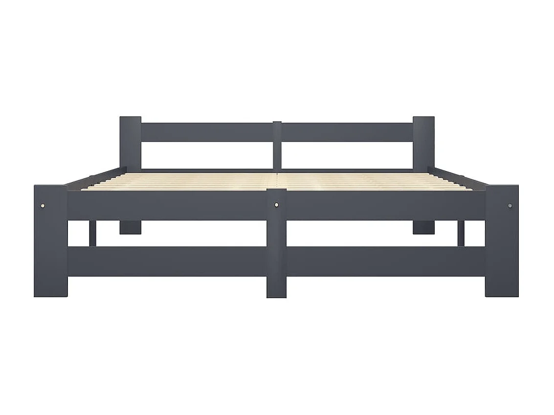 Lit double | Lit adulte | Cadre de lit gris foncé pin massif 160x200 cm