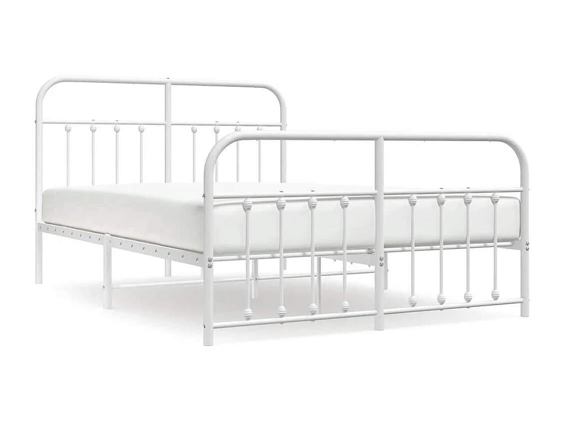 Lit double | Lit adulte | Cadre de lit métal et pied de lit blanc 135x190 cm
