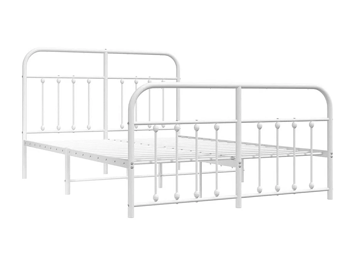 Lit double | Lit adulte | Cadre de lit métal et pied de lit blanc 135x190 cm