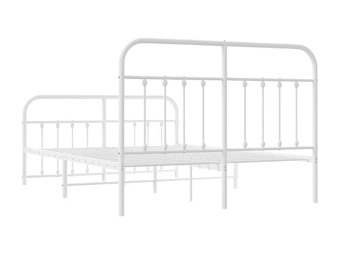 Lit double | Lit adulte | Cadre de lit métal et pied de lit blanc 135x190 cm