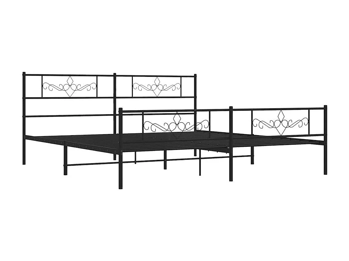 Lit double | Lit adulte | Cadre de lit métal avec pied de lit noir 183x213cm