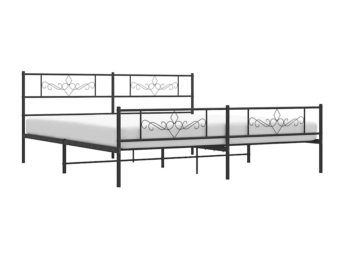 Lit double | Lit adulte | Cadre de lit métal avec pied de lit noir 183x213cm
