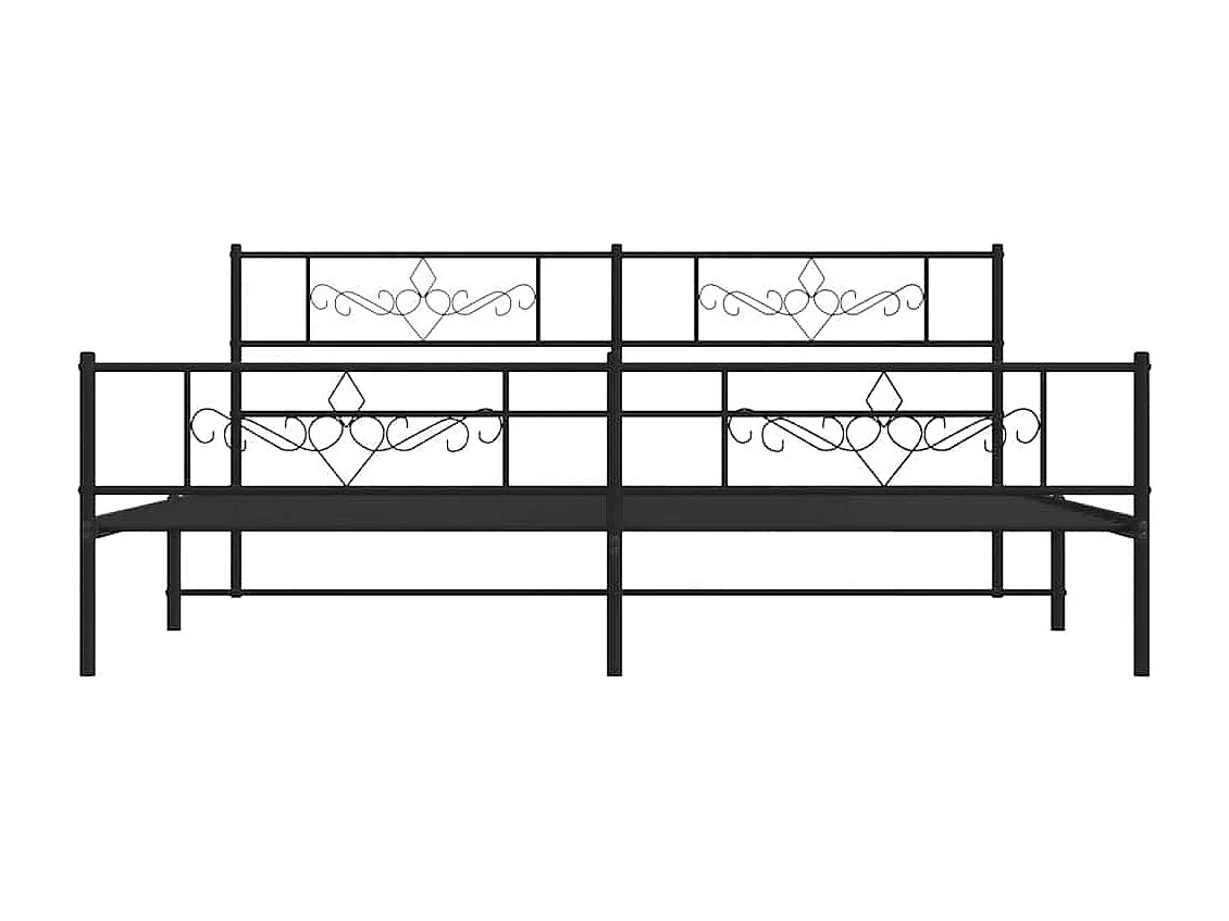 Lit double | Lit adulte | Cadre de lit métal avec pied de lit noir 183x213cm