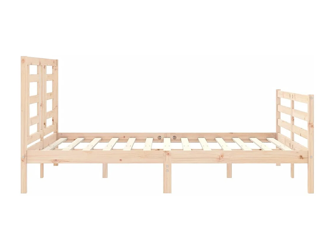 Bedframe | Tweepersoonsbed met hoofdbord massief hout 160x200 cm
