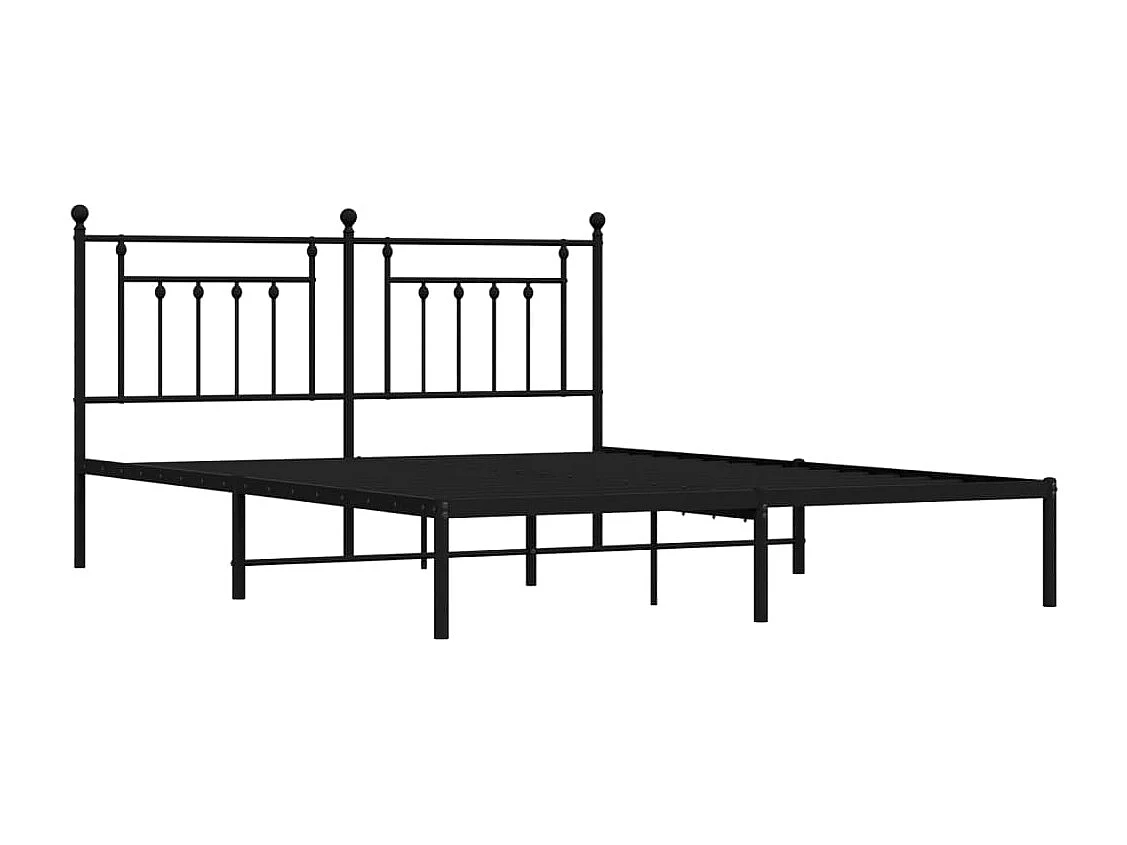 Lit double | Lit adulte | Cadre de lit métal et tête de lit noir 160x200 cm