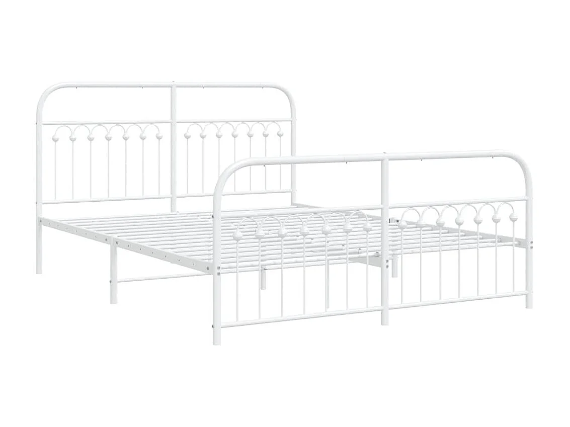 Lit double | Lit adulte | Cadre de lit métal et pied de lit blanc 150x200 cm