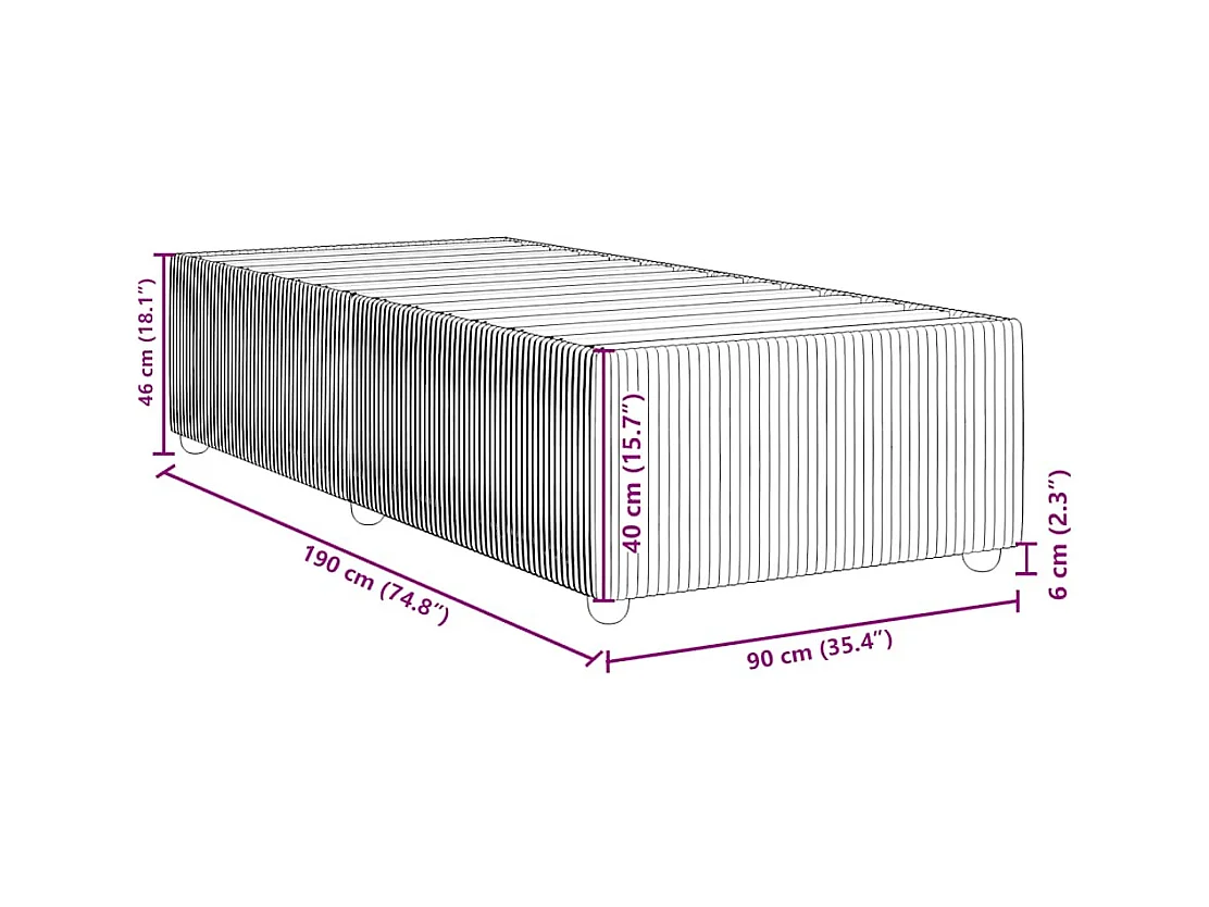 Letto per adulti | Letto singolo | Giroletto senza Materasso Nero 90x190 cm in Tessuto