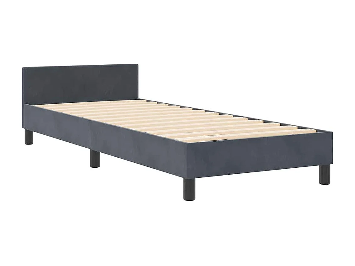 Lit simple | Lit adulte, enfant | Cadre de lit avec tête de lit Gris foncé 80x200 cm Velours