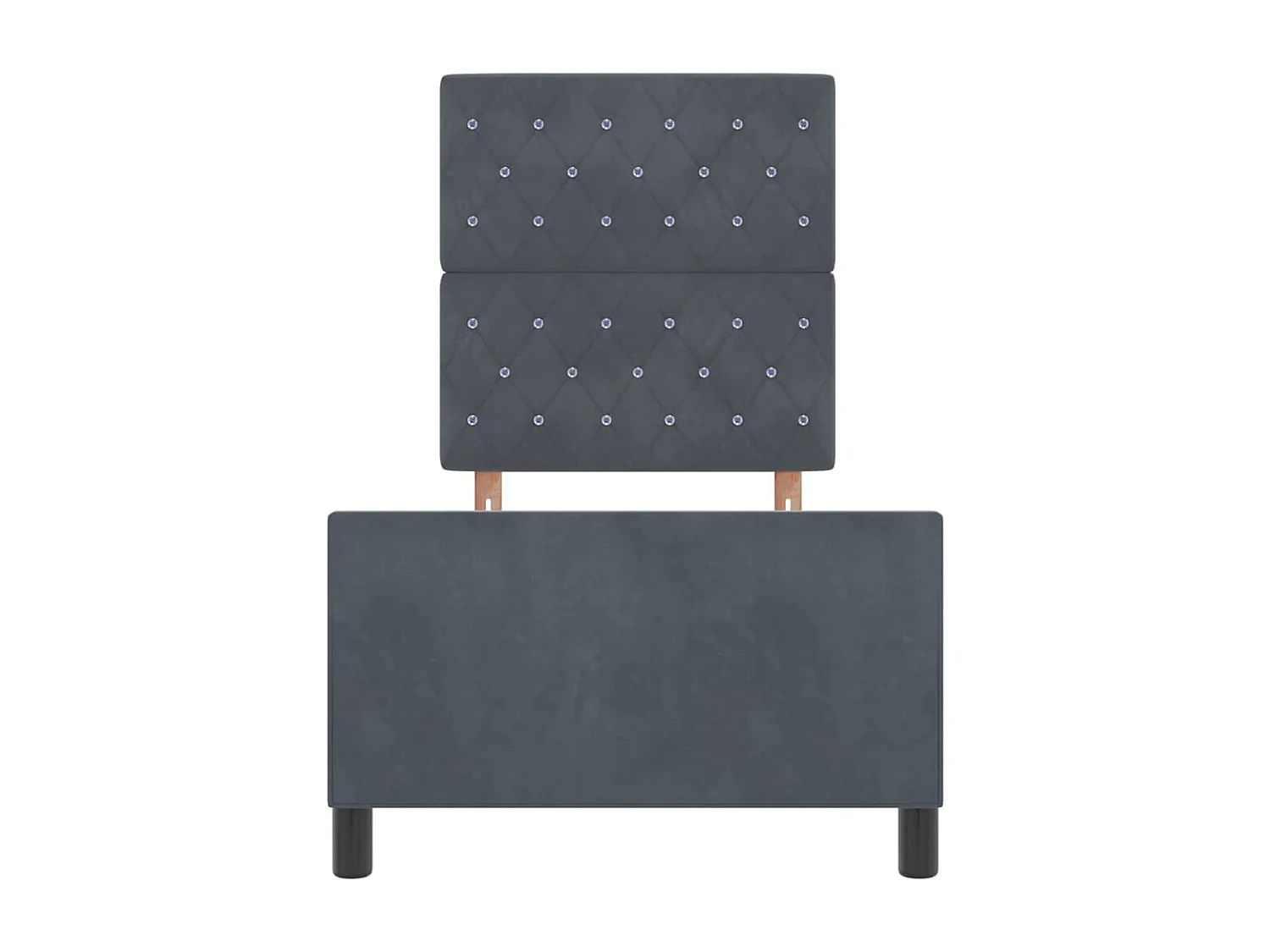 Lit simple | Lit adulte, enfant | Cadre de lit avec tête de lit Gris foncé 80x200 cm Velours