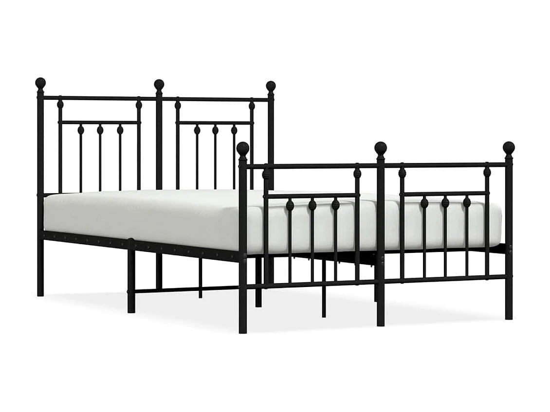 Lit simple | Lit adulte, enfant | Cadre de lit métal avec pied de lit noir 120x190cm